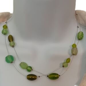 Chic Multi-Green Beaded Necklace